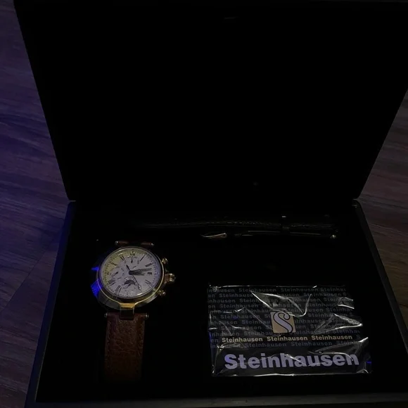 Steinhausen Automatic Watch TW381 40mm Mens Beige/Gold Rim